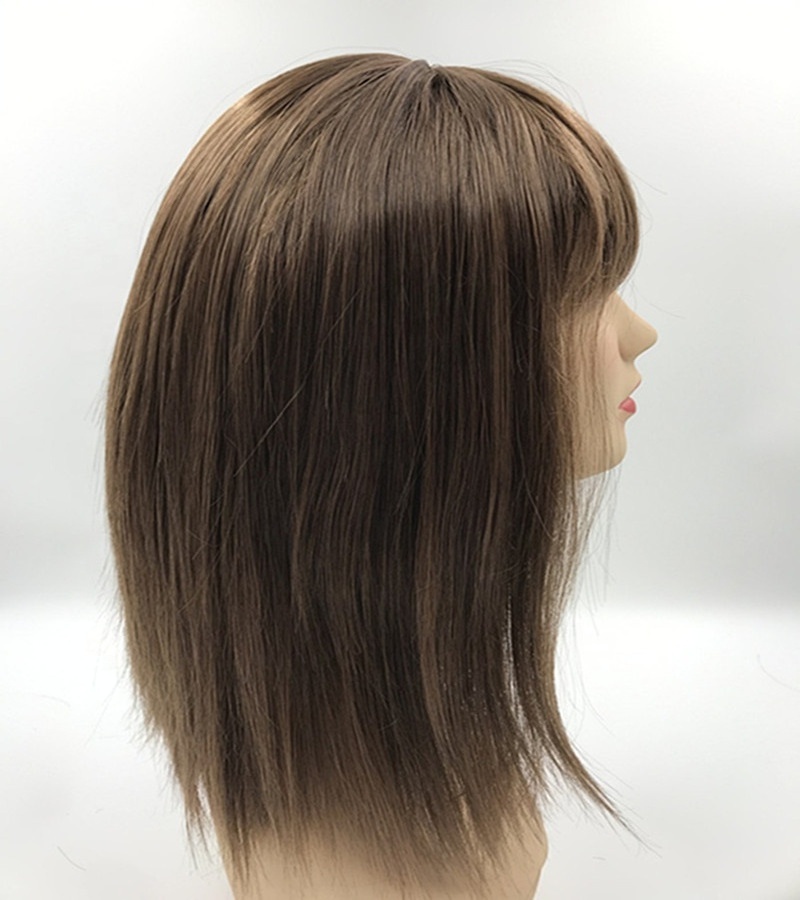 Long Straight Brown Color Synthetic Hair Fashion Cosplay Asian Women Wigs with Bangs