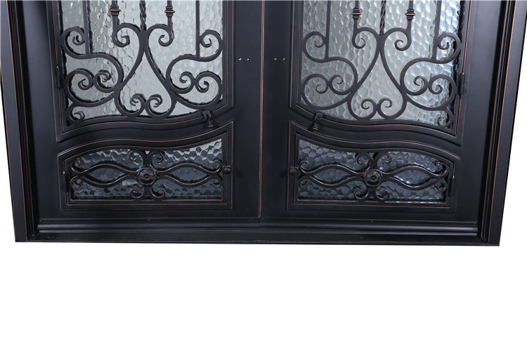 Best selling JDL-SD002 Low Price Wholesale Wrought Iron Door Double Entry Glass Doors