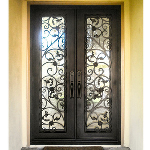 Wholesale prices double entry wrought iron glass door panels