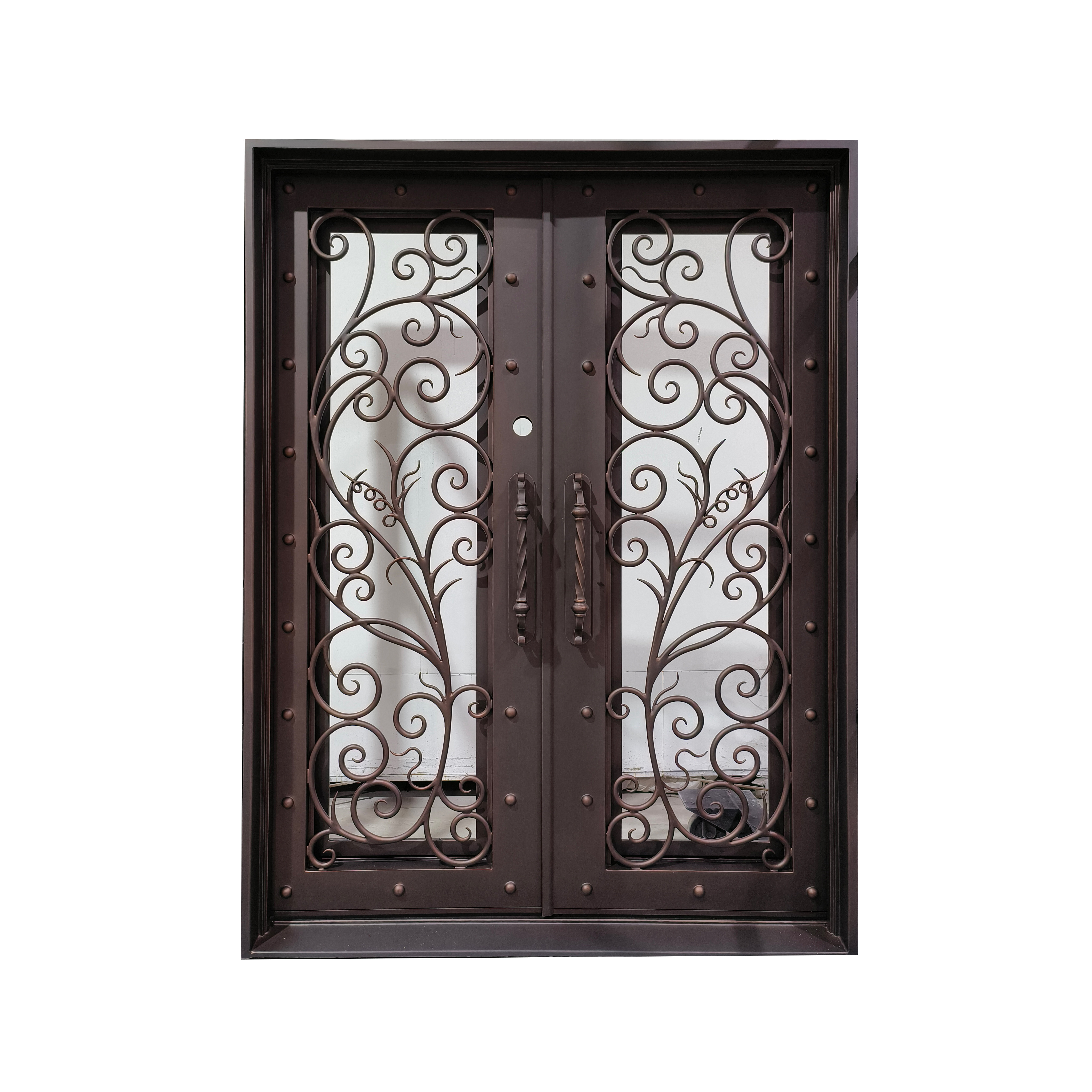 Cheap Modern Internal Room Fancy Metal Gate Doors Designs Interior Double Leaf Decorative Glass Wrought Iron Front Entry Door