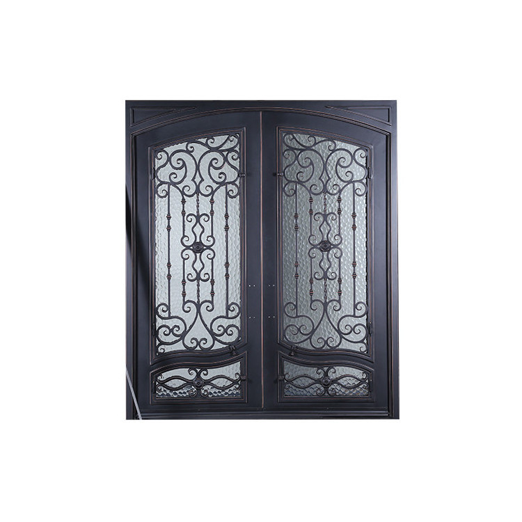 Best selling JDL-SD002 Low Price Wholesale Wrought Iron Door Double Entry Glass Doors