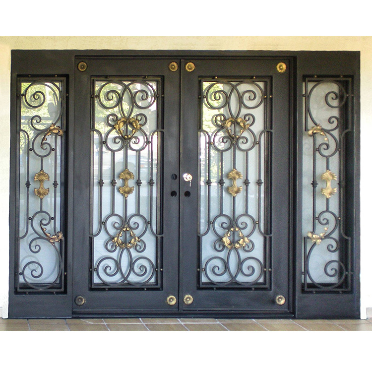 Wholesale prices double entry wrought iron glass door panels