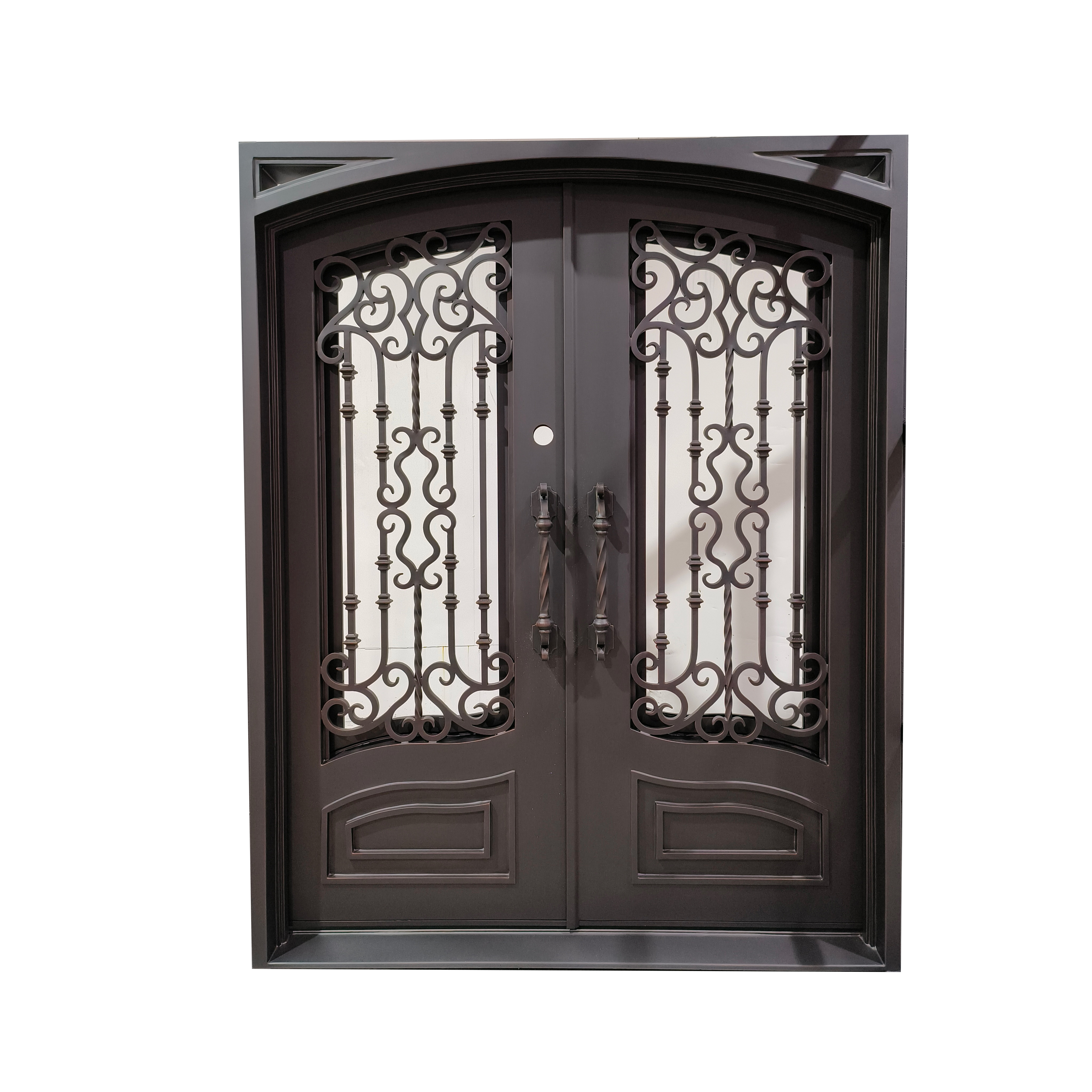 Cheap Modern Internal Room Fancy Metal Gate Doors Designs Interior Double Leaf Decorative Glass Wrought Iron Front Entry Door