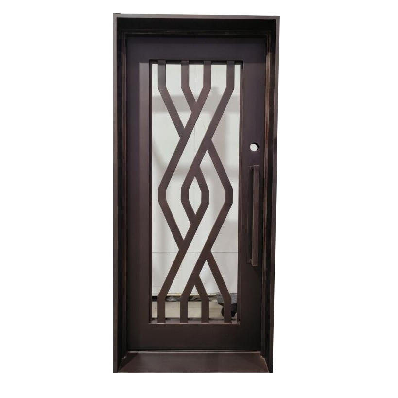 Security Exterior Iron Entry Swing Professional Modern Wrought used Commercial Steel Doors with Glass