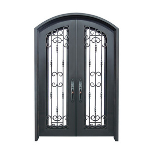 Customized safety oversize exterior modern decoration metal door wrought iron doors