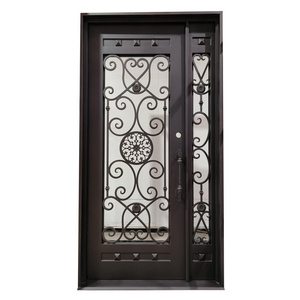 Security Exterior Iron Entry Swing Professional Modern Wrought used Commercial Steel Doors with Glass