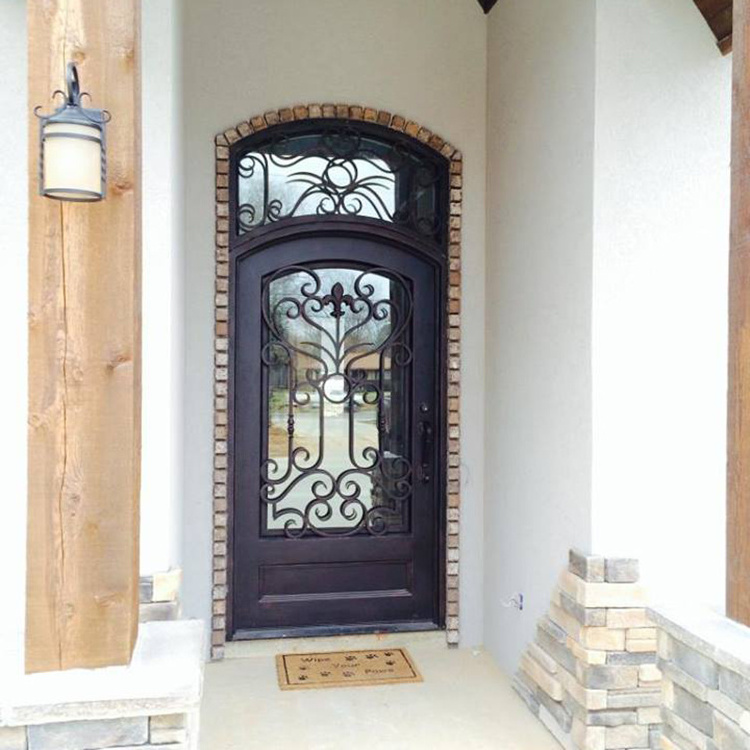 New style luxury wrought iron single entry wine cellar door made in china