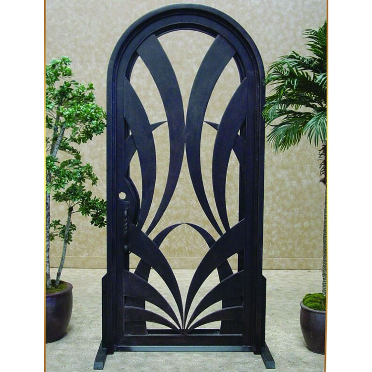 non-smart Antique metal Material Lock Hardware Exterior Villa Single Wrought Iron Entry Door Modern Design