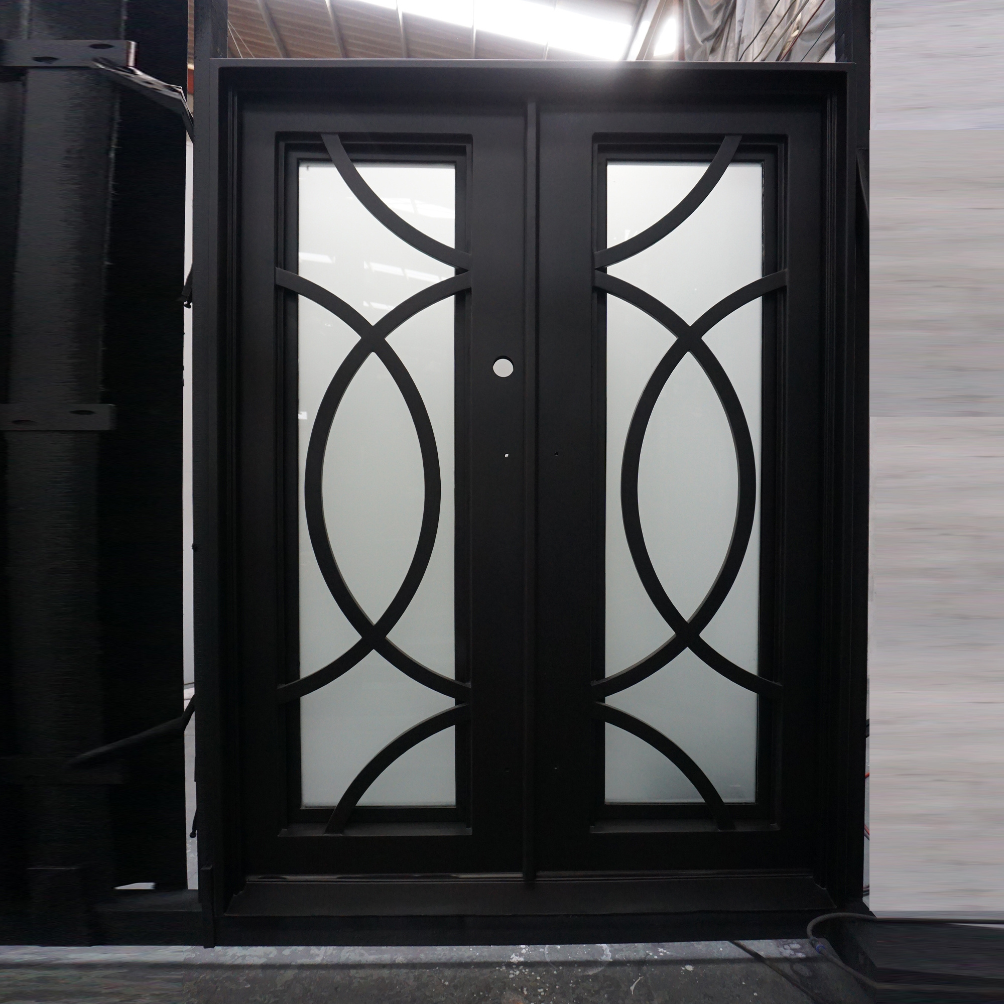 Quality Villa Forge Round Iron China Glass Steel Swing Stainless Steel Wooden Glass Door Modern  Glass Door Design