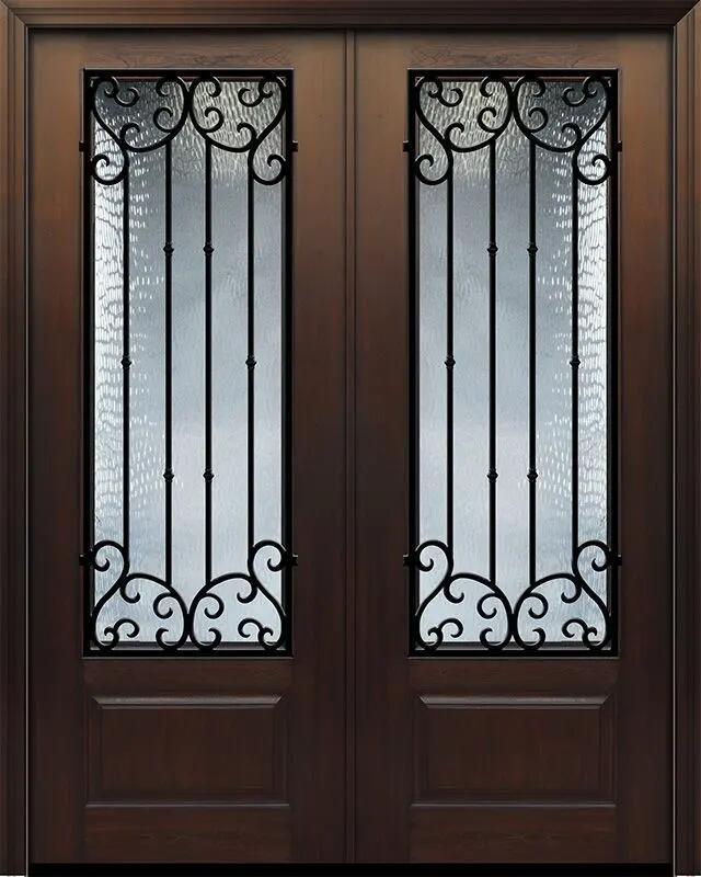 American Wrought Iron Entry Double Door Modern Screen Main Entry Rod House Storm Security Black Single Double