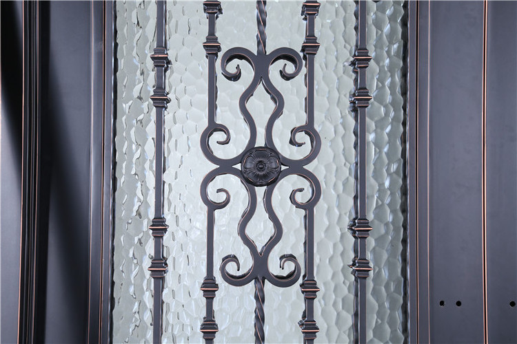 Best selling JDL-SD002 Low Price Wholesale Wrought Iron Door Double Entry Glass Doors