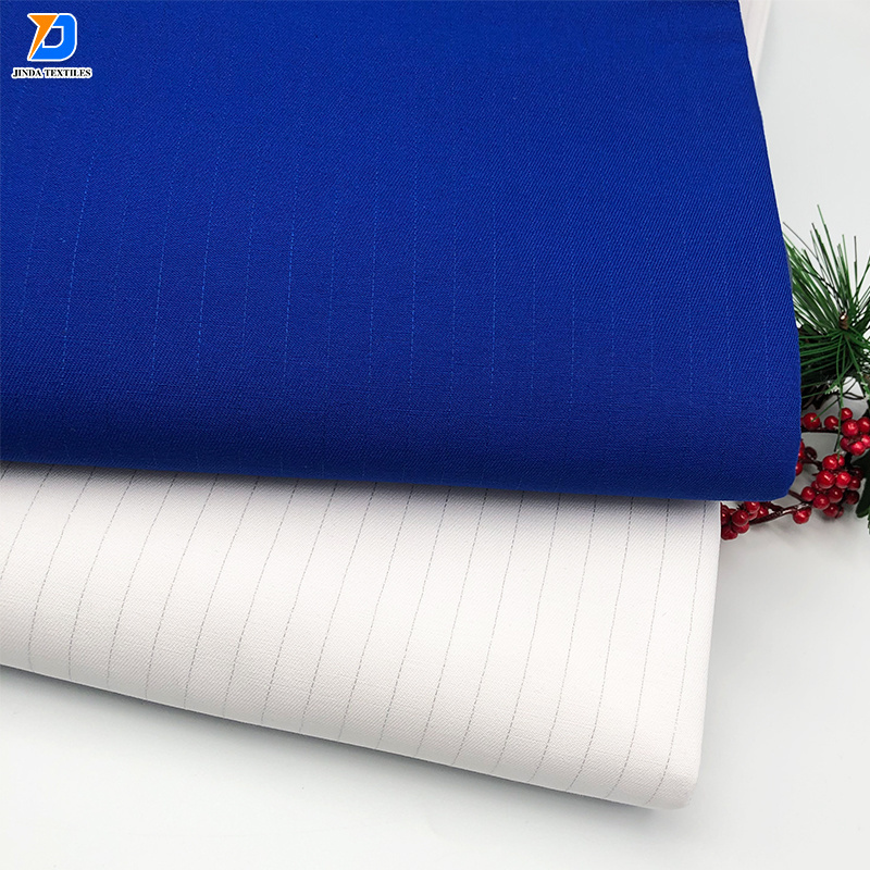 Jinda high quality twill polyester discharge with flame resistance cotton tc uniform fabric anti static fabric