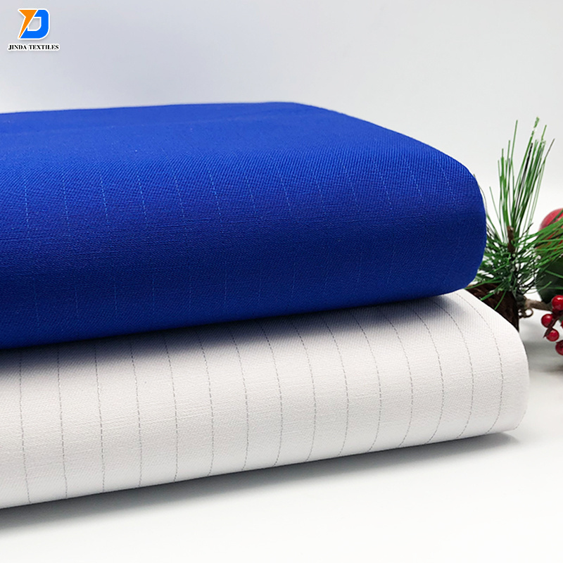 Jinda high quality twill polyester discharge with flame resistance cotton tc uniform fabric anti static fabric