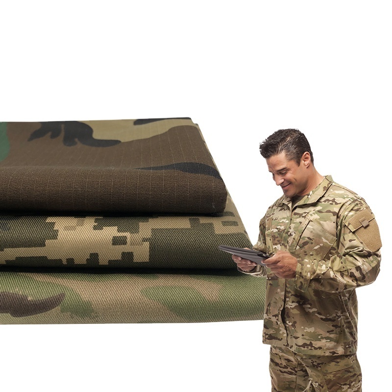 Jinda waterproof polyester cotton multicam desert digital ripstop twill tactical camo camouflage printed fabric for uniform bag