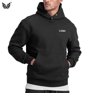 Hot Selling  Pullover Knitted Crossed Snap Buttons Kangaroo Pocket Men's Hoodies