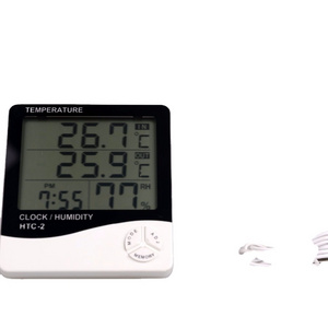 With hygrometer and clock Multifunction digital Thermometer for showing temperature humidity time with LCD display HTC-2