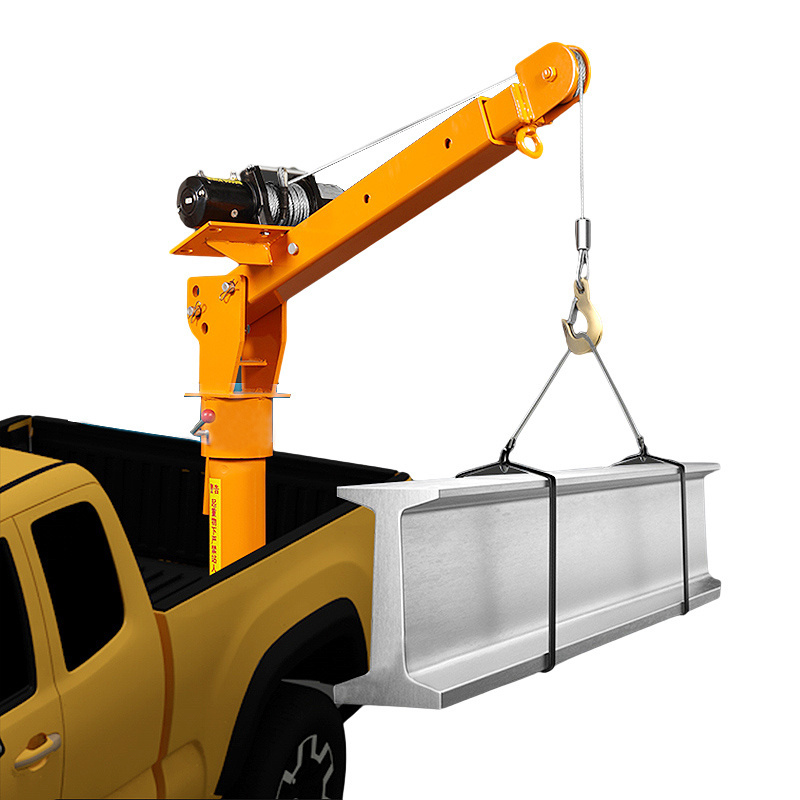 High Quality Small Pickup Truck Crane 500kg 1000kg 1 ton Mini Truck Mounted Crane With Electric Winch