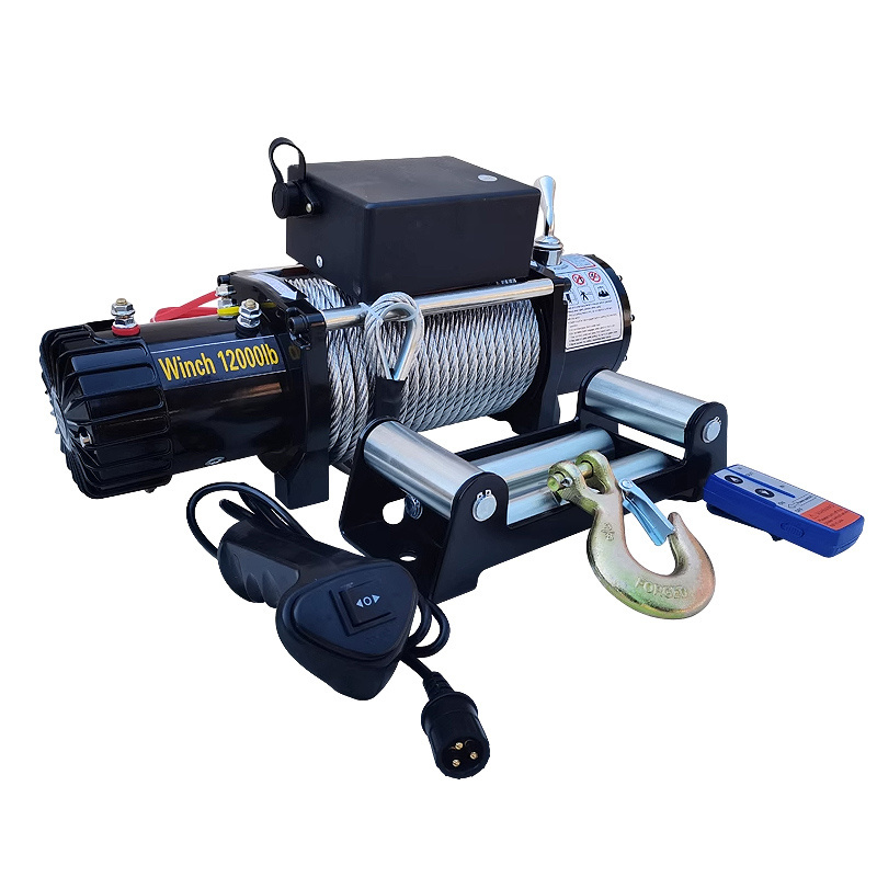 2000lbs-12000lbs Waterproof 4x4 Off Road Synthetic Rope Electric Winch Remote Control Lifting Self-rescue Winch