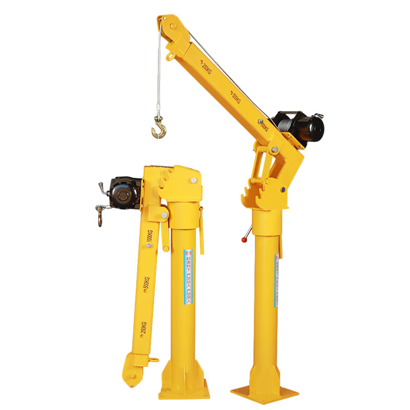 High Quality Small Pickup Truck Crane 500kg 1000kg 1 ton Mini Truck Mounted Crane With Electric Winch