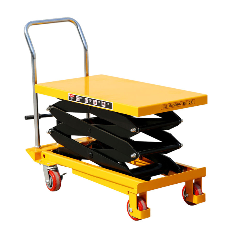 500kg 1000kg 1ton Small Lift Tables Mobile Manual Hydraulic Scissor Lift Trolley Hand Lift Tables