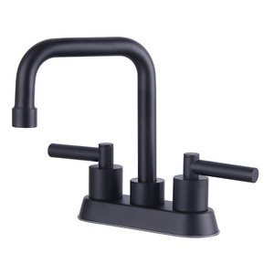 Kaiping Manufacturer Black Dual Handle 4 inch Centerset Bathroom Vanity Faucet with Drain Assembly