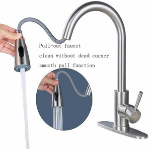 China Factory 360 Rotation Put Down Tap Chrome Concealed  Pull Out Kitchen Faucet Spray Head