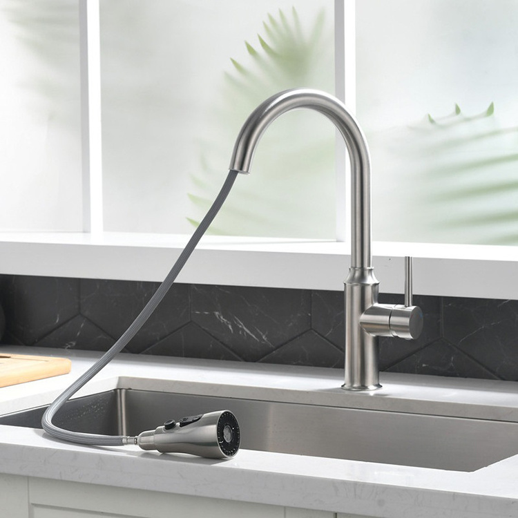 gun metal grey kitchen faucet 304 stainless steel with pull out sprayer manufacturer kitchen faucet for house sinks water tap