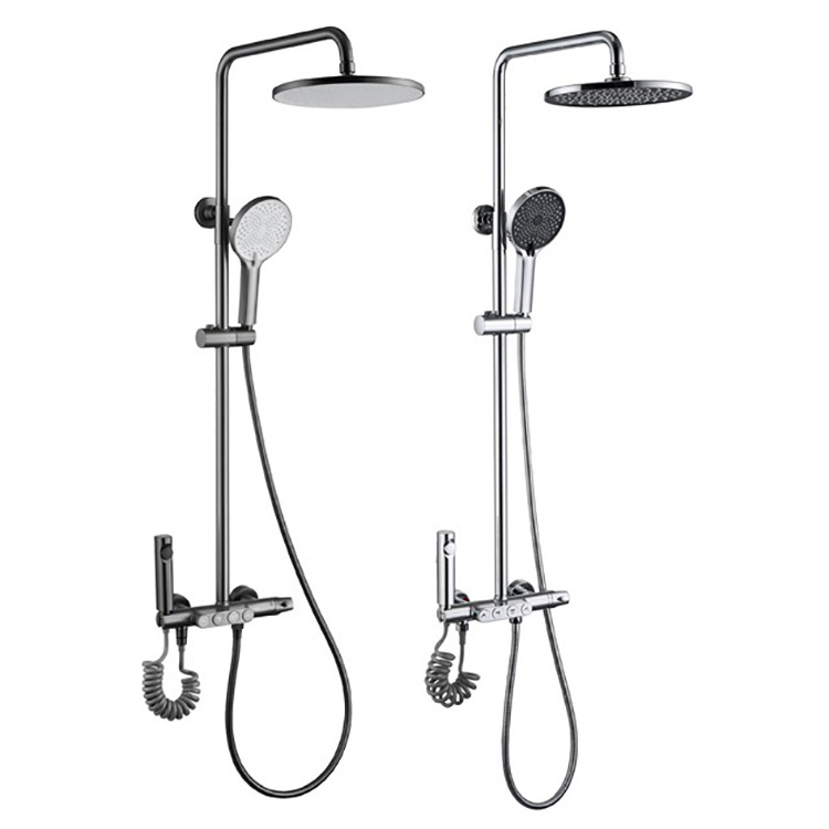 chrome finish valve thermostatic mixer shower sets thermo faucet with 2 way 3 way 4 way diverter shower divertors anti scald