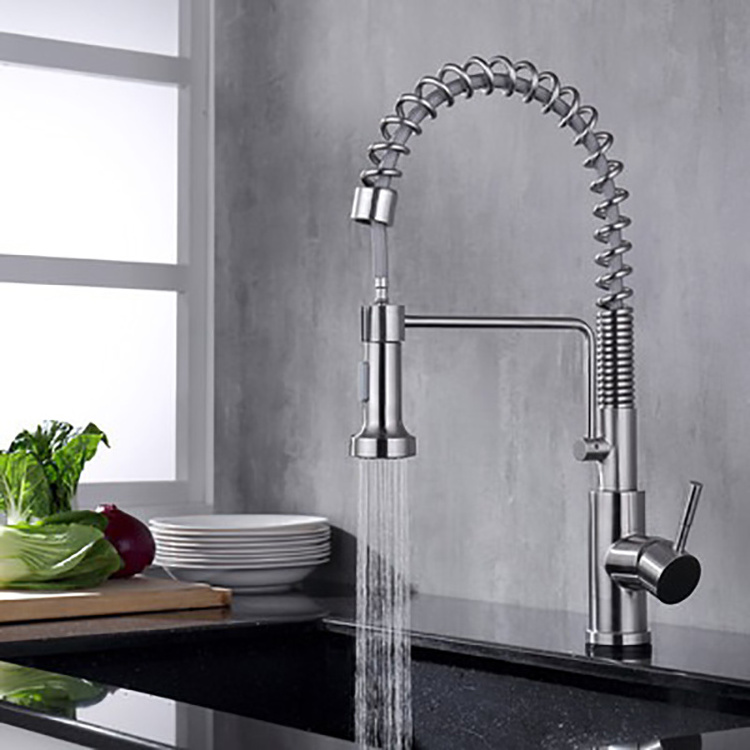 Stainless Steel Smart Touch Sensor Spring Kitchen Faucet Pull Down