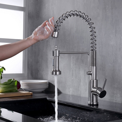 Stainless Steel Smart Touch Sensor Spring Kitchen Faucet Pull Down