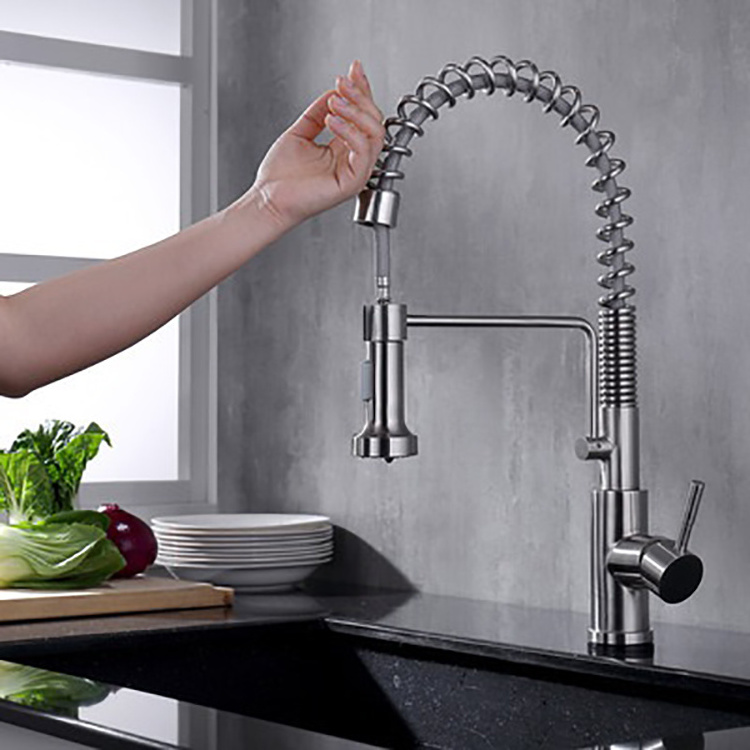 Stainless Steel Smart Touch Sensor Spring Kitchen Faucet Pull Down