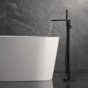 Floor Mounted Freestanding Tub Filler Stand Alone Bathtub Faucet