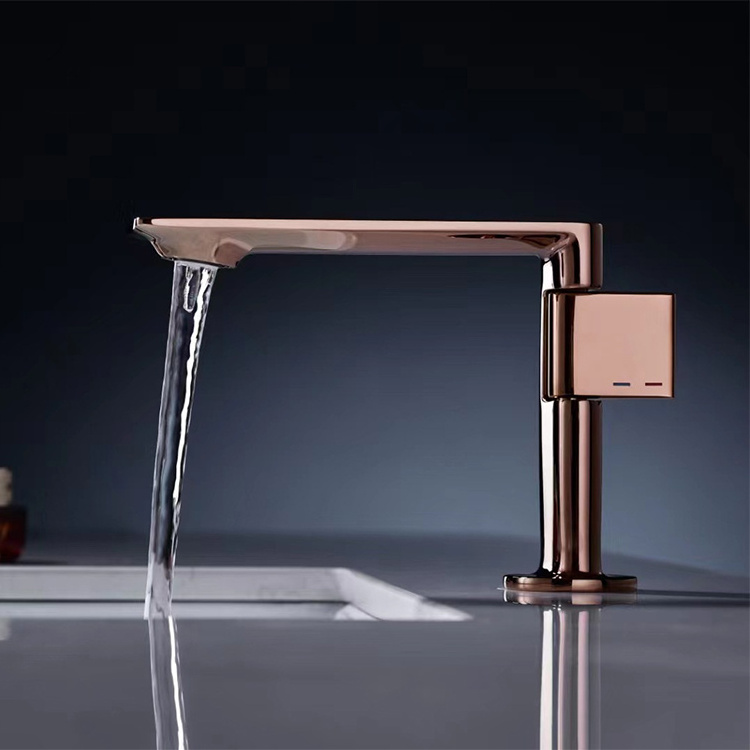 New Design Deck Mount Single Hole Bathroom Chrome Basin Sink Faucets Rose Gold