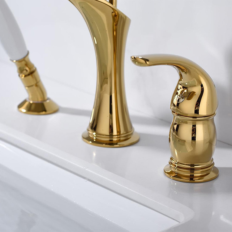 Bathroom Three Hole Pull Out Basin Mixer Faucet