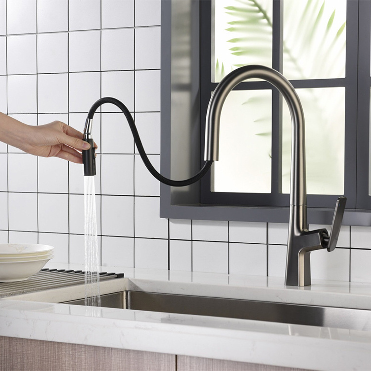 Silver High Arc Pull Down Kitchen Sink Faucet with Pull Down Sprayer