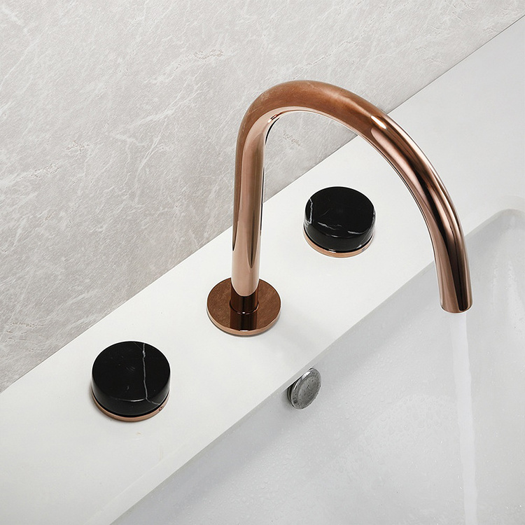 bathroom basin faucet split type basin faucet three hole basin mixer widespread 3 hole luxury rose gold chrome brass highend