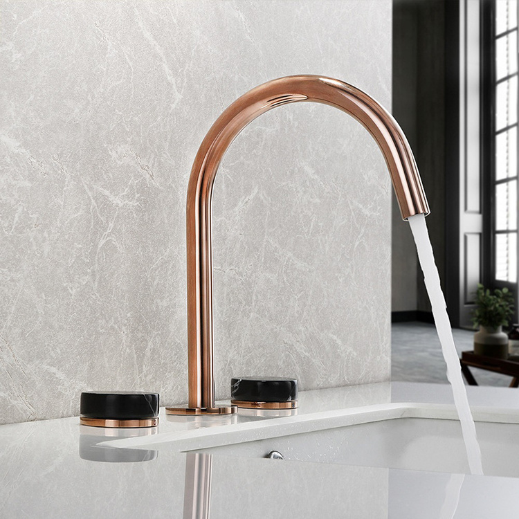 bathroom basin faucet split type basin faucet three hole basin mixer widespread 3 hole luxury rose gold chrome brass highend