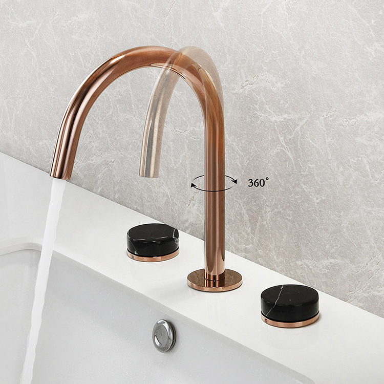 bathroom basin faucet split type basin faucet three hole basin mixer widespread 3 hole luxury rose gold chrome brass highend