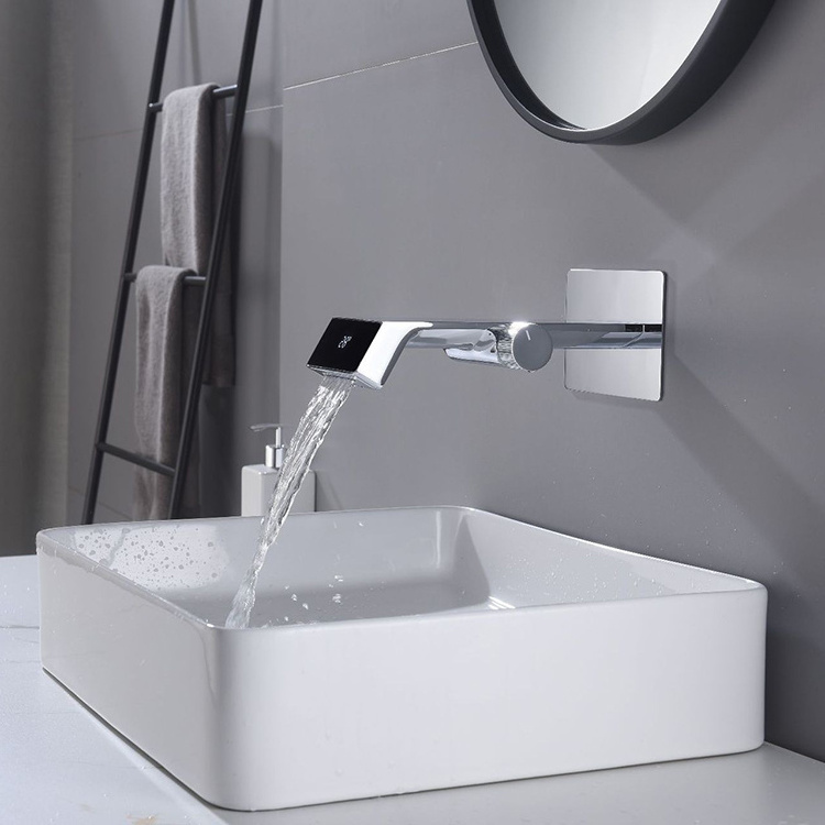 basin faucets with digital concealed basin mixer sink waterfall faucets smart temperature display waterfall tap cute handle