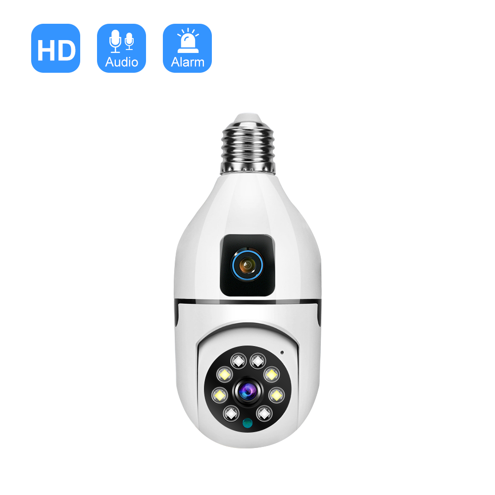 360degree view wireless wifi light bulb camera 720P mini hidden wifi camera security two lens