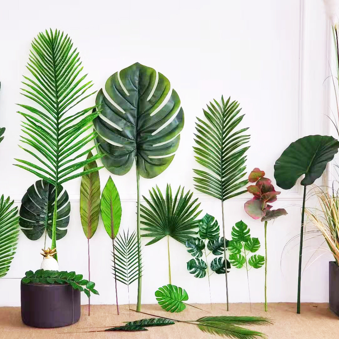 Artificial  Tropical Plant Leaves Monstera Leaves Safari Leaves for Hawaiian Luau Party Jungle Beach Table Leave Decorations