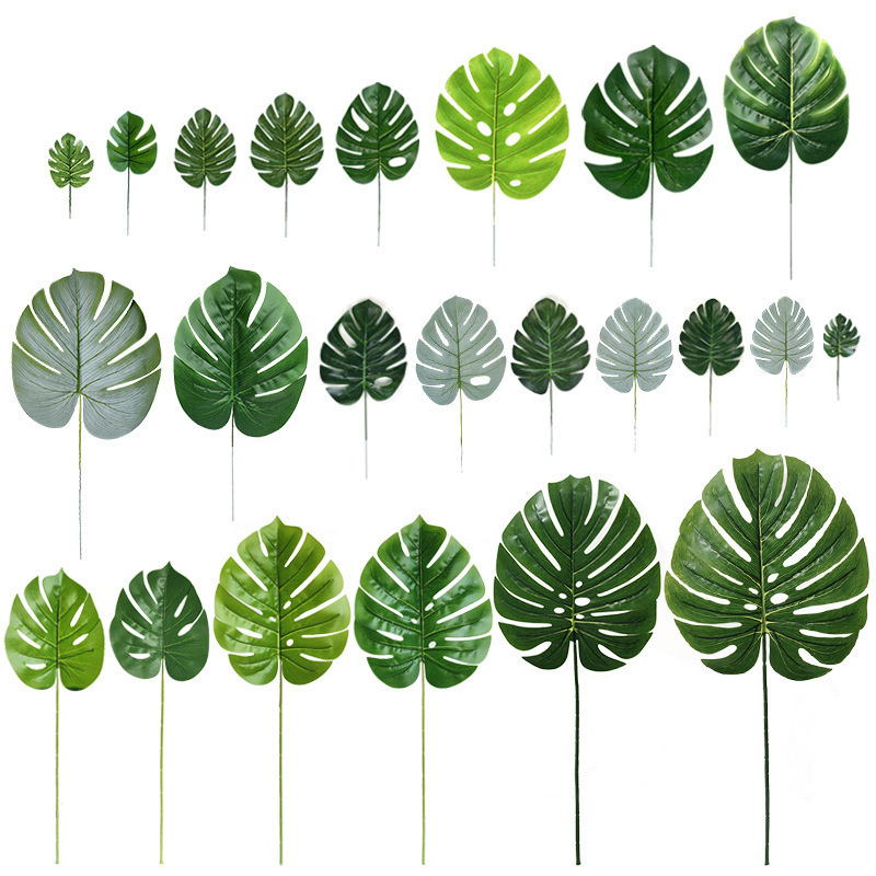 Artificial  Tropical Plant Leaves Monstera Leaves Safari Leaves for Hawaiian Luau Party Jungle Beach Table Leave Decorations