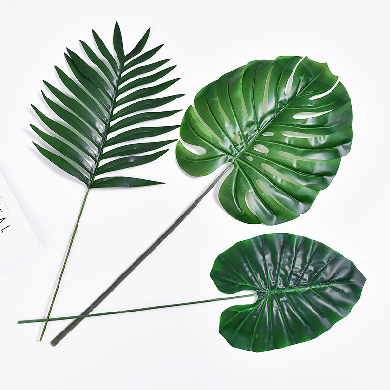 Artificial  Tropical Plant Leaves Monstera Leaves Safari Leaves for Hawaiian Luau Party Jungle Beach Table Leave Decorations