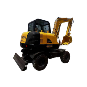 6 ton operating weight wheel type korean excavator Hyundai R60 R60W R60W-7 second hand rubber tyred excavator