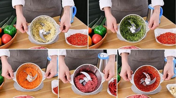 2l steel electric moedor de carne stainless chopper capacity food processor picadora, slicer electrica meat grinder/