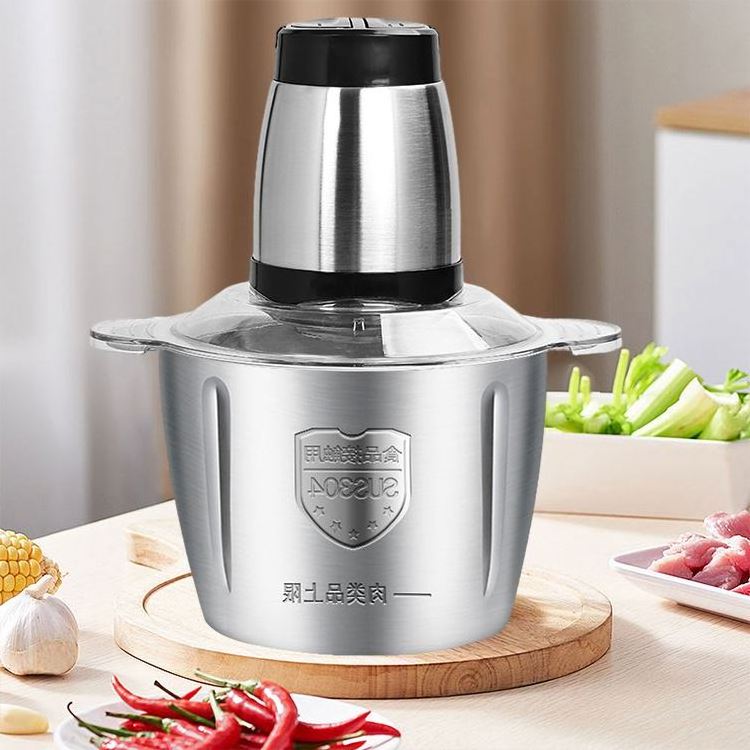 2l steel electric moedor de carne stainless chopper capacity food processor picadora, slicer electrica meat grinder/