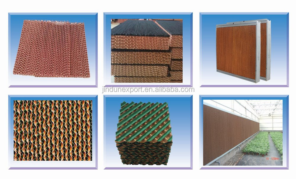 Cellulose honeycomb cooling pad / greenhouse water air cooler / poultry paper cooling pad