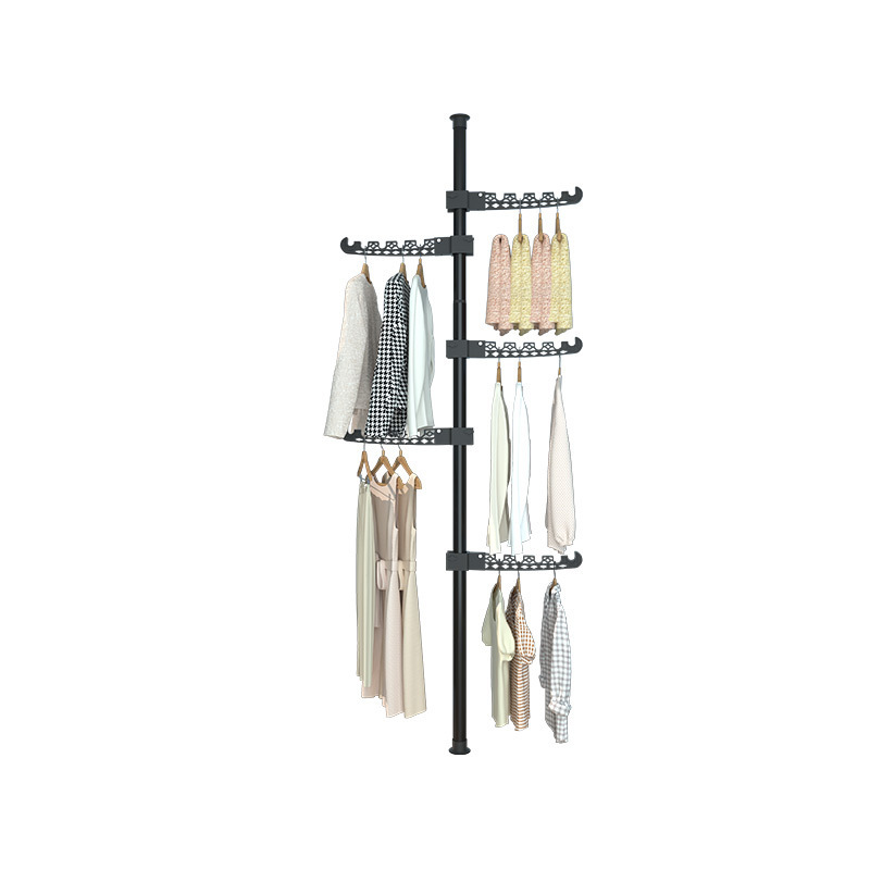 New product unique Folding Hanger with adjustable tension metal rod Durable Clothes Rack Rod Multifunction Clothes Hangers