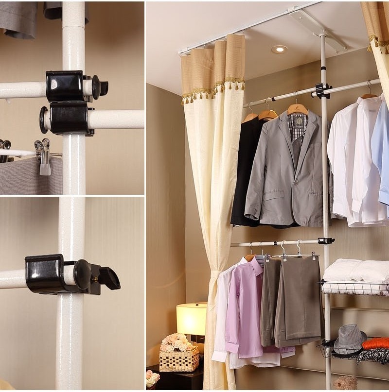 Popular DIY Combination Wardrobe Clothes Rack Metal Garment Racks Bedroom Small Standing Heavy Duty Clothes Racks