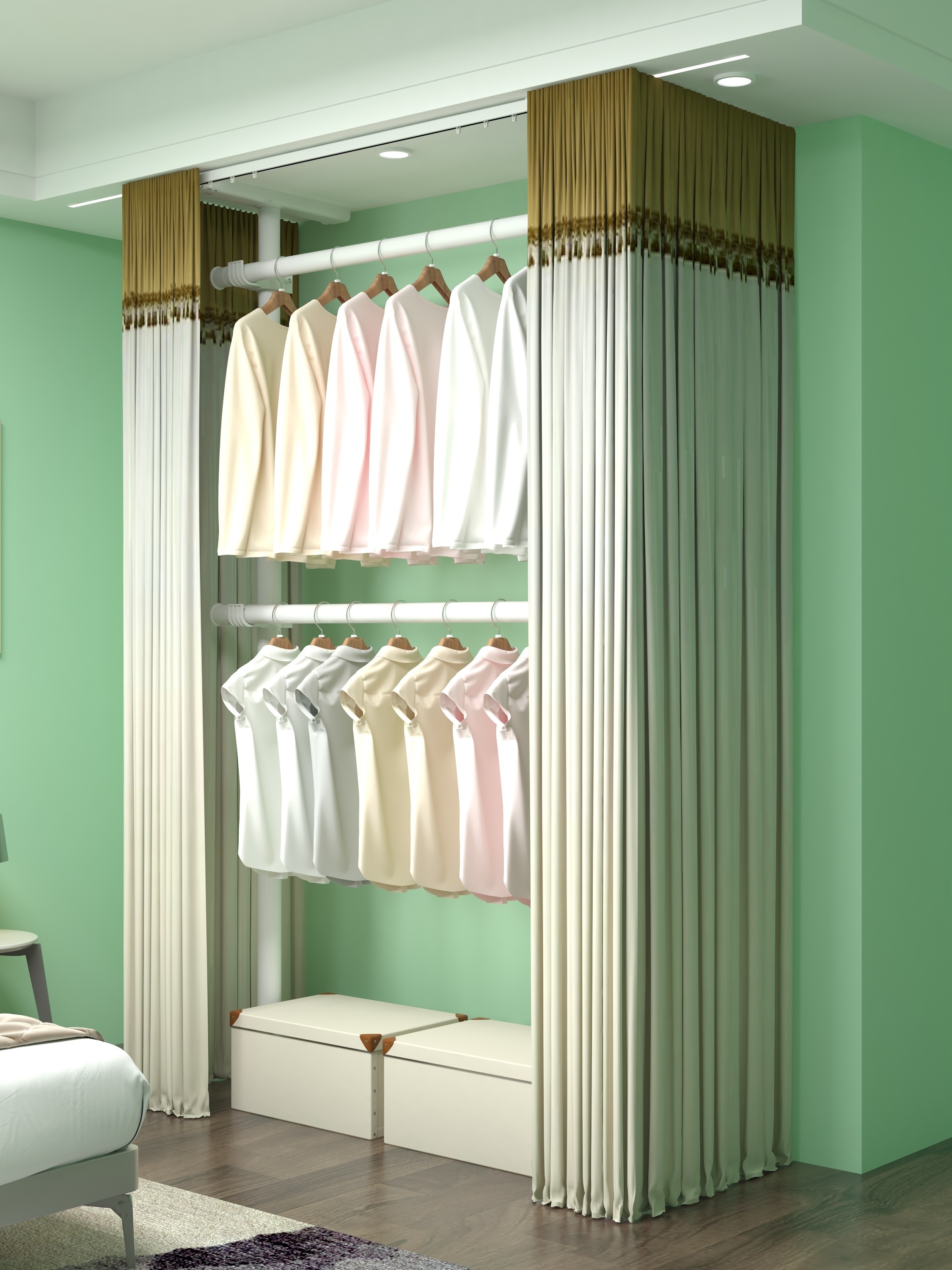 Best selling Pole system Wardrobe White Wardrobe Closets Heavy Duty family use Combination wardrobe